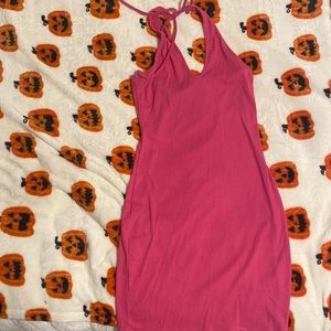 Open back, tie neck mini dress